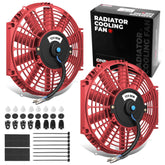 DNA MOTORING 12 inch fan front view showing red housing and blades for bold cooling