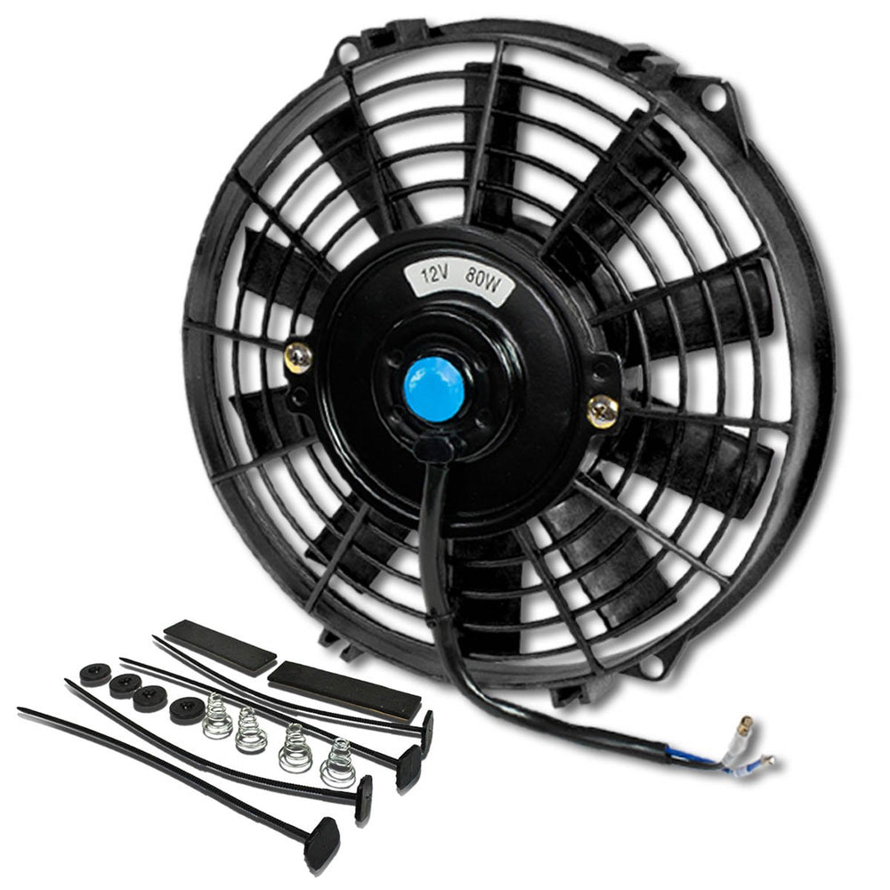 DNA MOTORING front view of 9-inch slim fan showing compact profile and cooling benefit