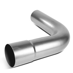 DNA MOTORING front view of 90 degree mild steel elbow showing raw finish and universal fit benefits