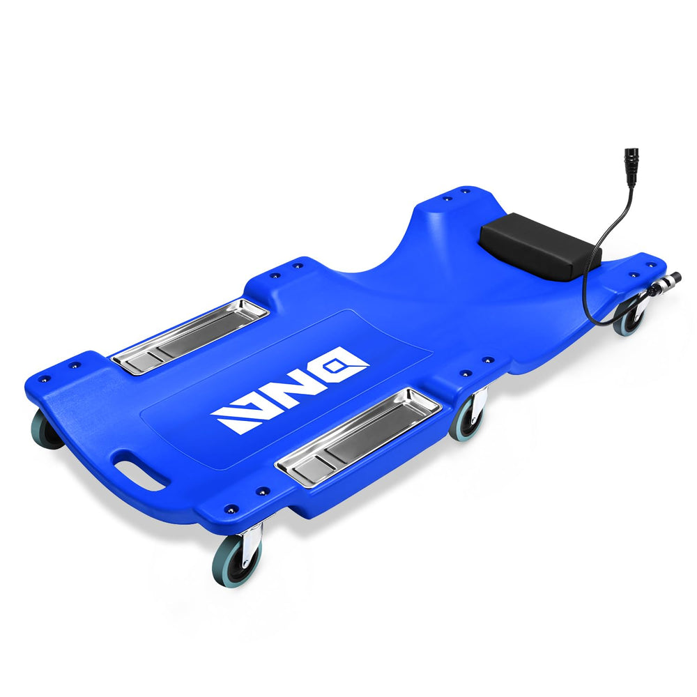 DNA MOToring creeper front profile showing low height and ergonomic deck for comfort