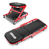 DNA MOTORING front view of creeper showing frame and cushion, comfortable support