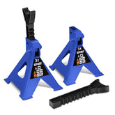 DNA MOTORING front view of pair jack stands showing sturdy support and quick setup benefit