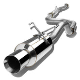 DNA MOTORING front view of cat-back exhaust shows fit and improved flow