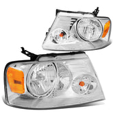 DNA MOTORING front view headlight pair showing chrome finish and clean fit