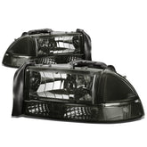 DNA MOTORING front view headlight pair showing smoke/clear finish and clean fit