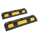 DNA MOTORING front view of parking stopper showing durable rubber and reflective benefit