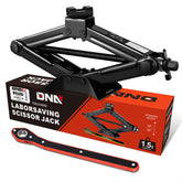 DNA MOTORING front view of scissor jack showing compact design and quick access