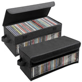 Dntorx front view of two boxed CD organizers showing tidy storage benefit