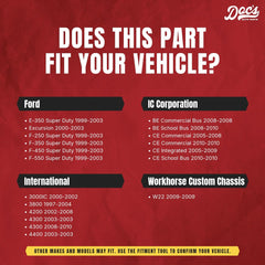 Doc's Auto Parts top label closeup highlighting model details and fitment verification