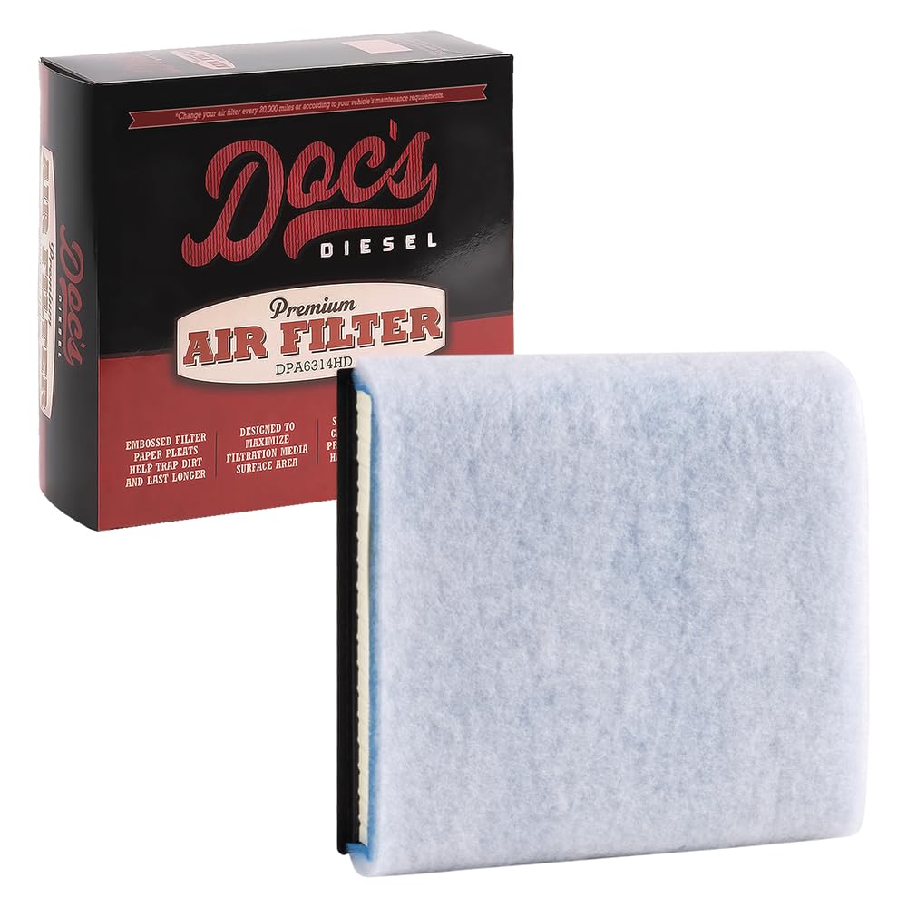 Doc's Diesel front view of DPA11885 shows full replacement filter protecting intake