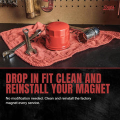 Doc's Diesel filter installed behind Allison transmission demonstrating correct placement