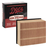 Doc's Diesel front view of engine air filter showing form and fit benefits