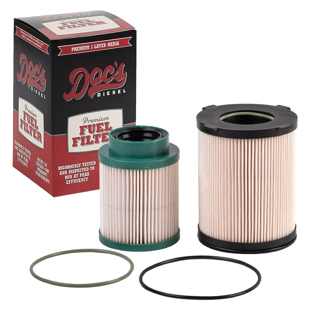 Doc's Diesel front view of packaged replacement filter showing label and fitment, reliable compatibility