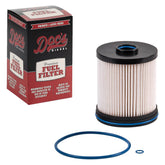 Doc's Diesel front view of fuel filter showcasing clean fit and brand reliability