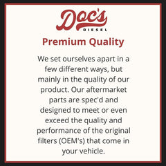 Doc's Diesel filters installed under Ram 5.9L Cummins engine for easy maintenance