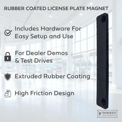 Donkey Auto Products underside displaying magnetic surface and strong hold for temporary plates