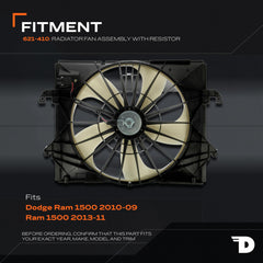 Dorman 621-410 blade detail showing sturdy fan blades for efficient airflow