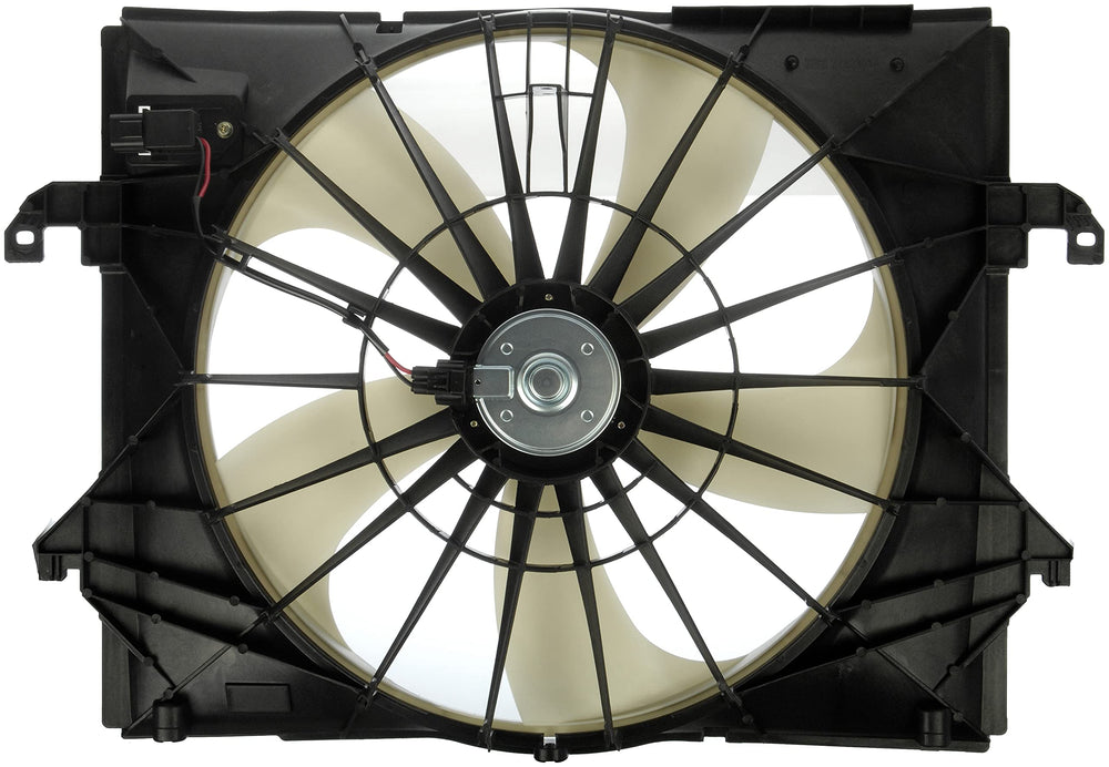 Dorman 621-410 front assembly showing full fan and shroud for straightforward replacement