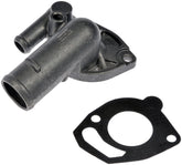 Dorman thermostat housing front view showing ports and mounting for accurate fit