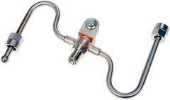 Dorman intermediate fuel injector line front view showing fit and mounting hardware for easy replacement