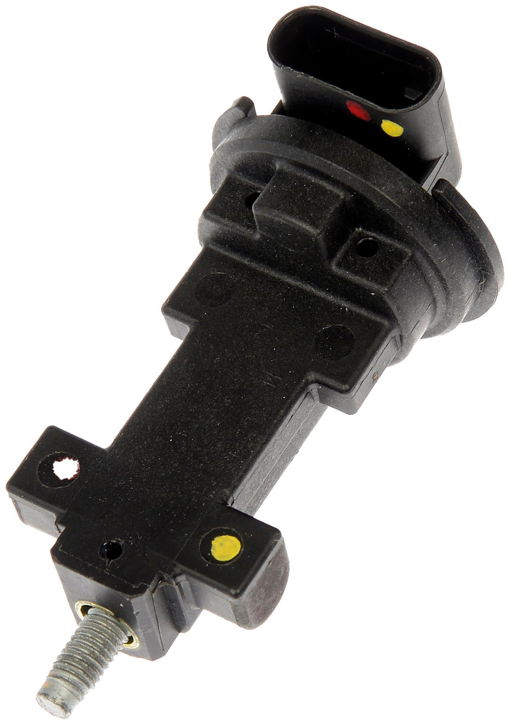 Dorman camshaft position sensor front view showing solid housing and mounting tabs for reliable fit