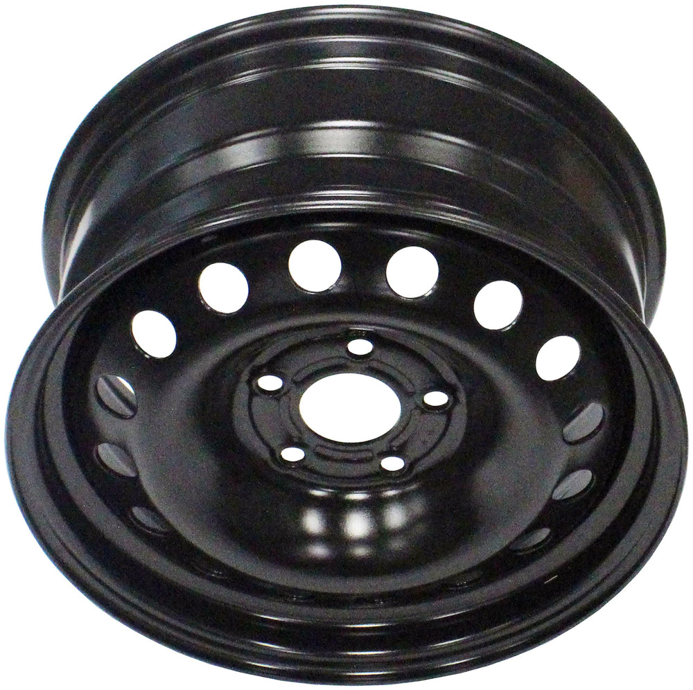 Dorman 16x7 steel wheel front view showing clean finish and OEM-style fit benefit