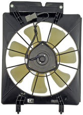 Dorman condenser fan assembly front view showing mounting points and easy fit