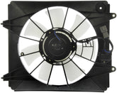 Dorman condenser fan assembly front view showing complete unit and mounting points for easy installation