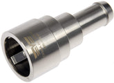 Dorman coolant connector front view showing stainless steel durability benefit