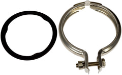 Dorman clamp installed on exhaust pipe demonstrating leak prevention