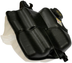 Dorman front coolant reservoir showing mounting and connections for accurate fit