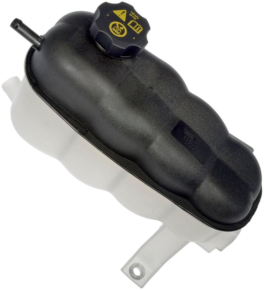 Dorman front view reservoir with cap showing mounting and fit benefits