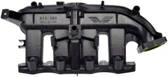 Dorman intake manifold front view showing full assembly and fit benefits