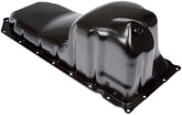 Dorman oil pan front view showing shape and mounting points for correct fit