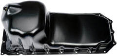 Dorman oil pan installed on Ram truck illustrating restored oil containment