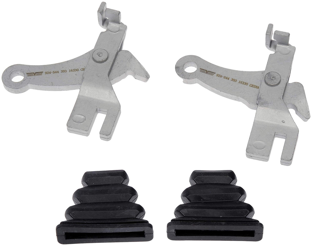 Dorman parking brake lever kit front view showing coated metal for corrosion protection and reliable fit