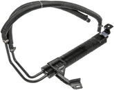 Dorman power steering cooler front view showing durable fins and mounting points for reliable fit