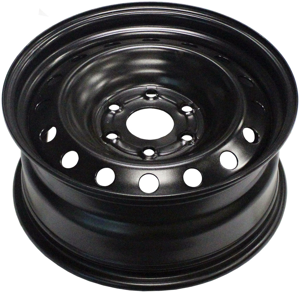 Dorman steel wheel front view showing lug pattern and clean finish for reliable replacement