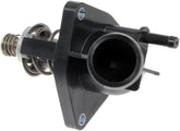 Dorman thermostat housing front view showing mounting points and ports for reliable fit