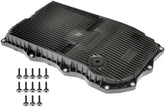 Dorman transmission pan front view showing fit and OE FIX design benefit