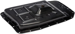 Dorman transmission pan front view showing mounting holes and clean fit