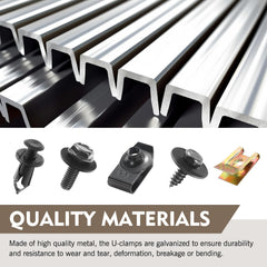 Downhill metal bolts and screws arranged to show threading and corrosion-resistant plating for secure fastening