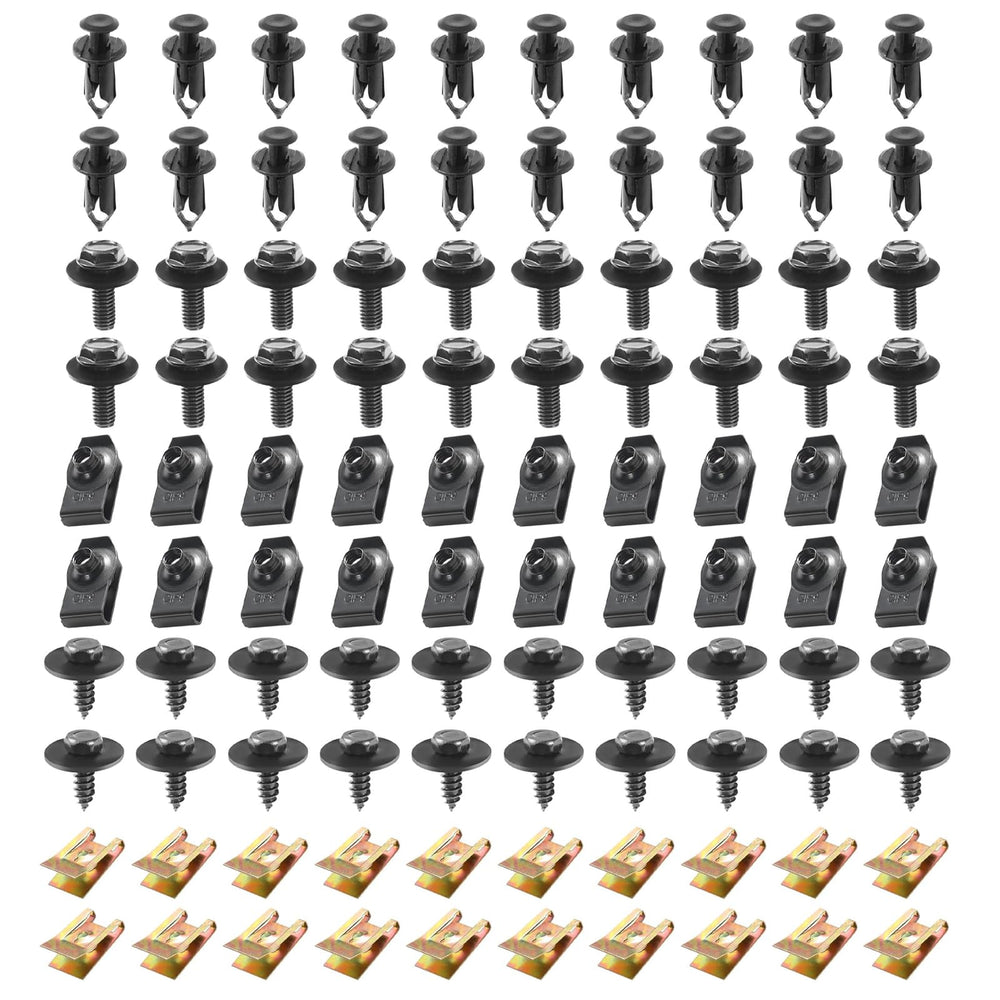 Downhill front packaging showing full 100-piece fastener kit and contents for quick identification and purchase