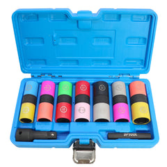 DPTOOL front view of lug nut socket kit showing organized layout and benefits