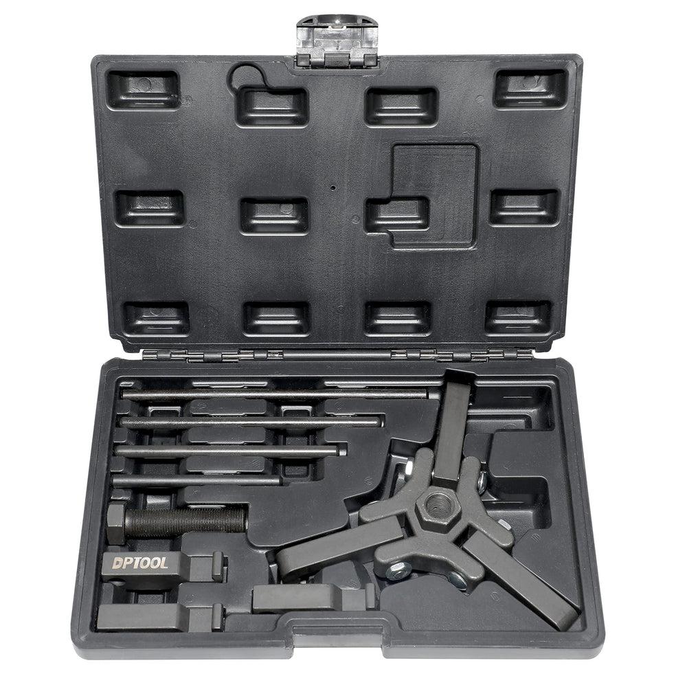 DPTOOL front view of puller kit showing all six jaws and central screw for versatile removal