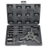 DPTOOL front view of puller kit showing all six jaws and central screw for versatile removal