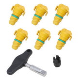 DPTOOL front view of eight-pack drain plugs showing complete set and packaging