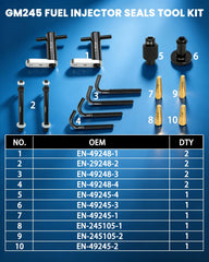DPTOOL seal installer guides and adapters laid out for quick identification and selection