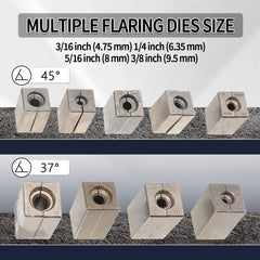 DPTOOL split dies close-up laid out by size for quick selection and accurate positioning