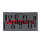 DPTOOL front-case view showing organized thread chaser set and portability benefit